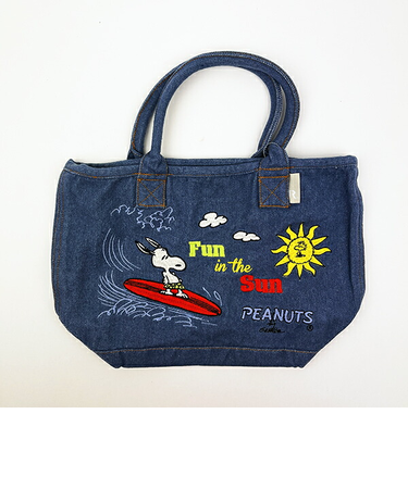 スヌーピー PEANUTS 75th デニム ミニトートバッグ ライトブルー ROOTOTE(ルートート)コラボ SNOOPY