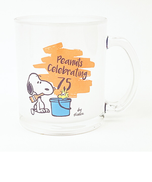 スヌーピー ペイント ガラスマグカップ コップ PEANUTS 75th SNOOPY