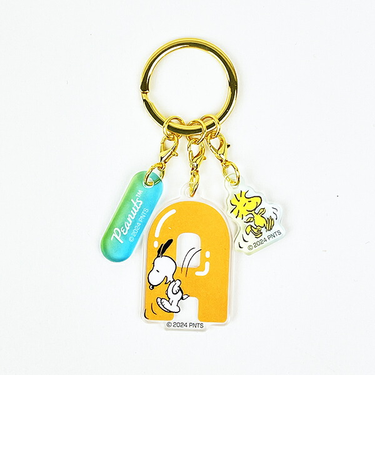 スヌーピー 『A』 イニシャル3連アクリルキーホルダー (オレンジ) SNOOPY