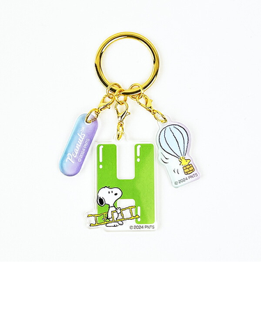 スヌーピー 『H』 イニシャル3連アクリルキーホルダー (グリーン) SNOOPY