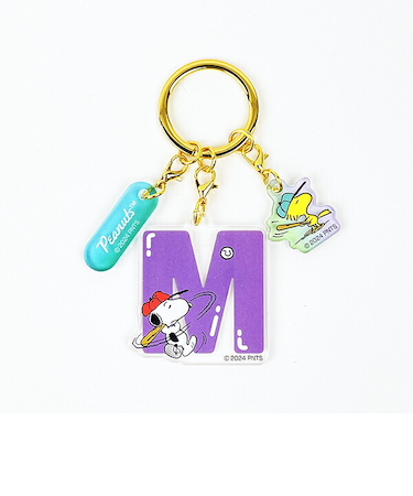 スヌーピー 『M』 イニシャル3連アクリルキーホルダー (パープル) SNOOPY
