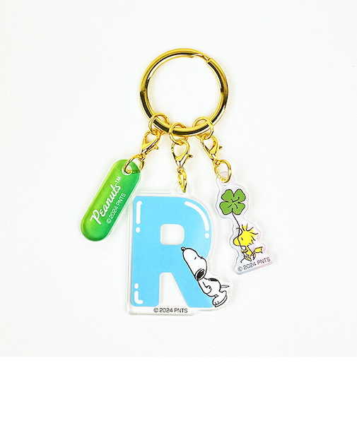 スヌーピー 『R』 イニシャル3連アクリルキーホルダー (ブルー) SNOOPY