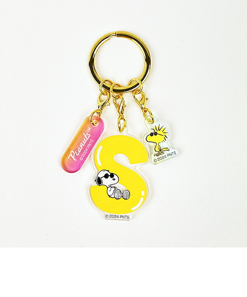 スヌーピー 『S』 イニシャル3連アクリルキーホルダー (イエロー) SNOOPY