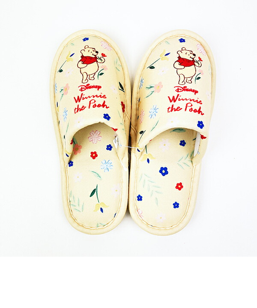 ディズニー くまのプーさん リーフフラワーガーデン スリッパ 約22cm～24cm対応 ルームシューズ ベージュ Disney