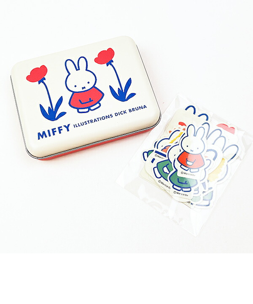 ミッフィー miffy フラワー 缶入りステッカー 文具 日本製
