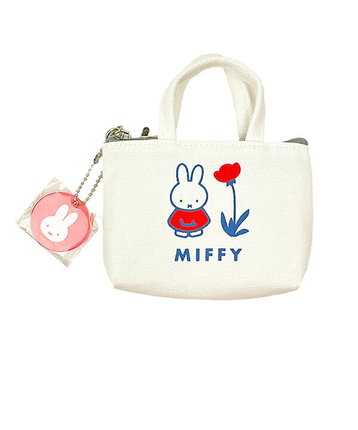 ミッフィー miffy 帆布プチトートバッグ ホワイト ポーチ