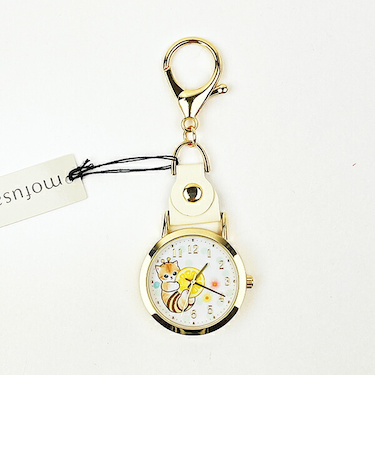 モフサンド 水彩ドットキーチェーンウォッチ はちにゃん 時計 キーホルダー  mofusand