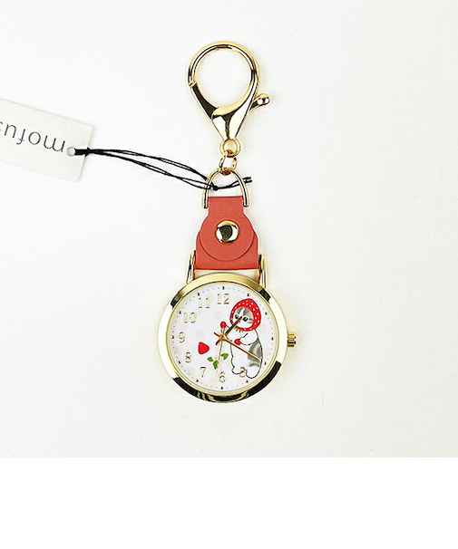 モフサンド 水彩ドットキーチェーンウォッチ いちごにゃん 時計 キーホルダー  mofusand