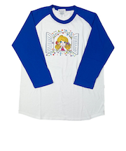 水森亜土 マド ラグランスリーブTシャツ(M) ブルー 亜土ちゃん アパレル