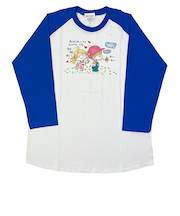 水森亜土 フタリ ラグランスリーブTシャツ(M) ブルー 亜土ちゃん アパレル