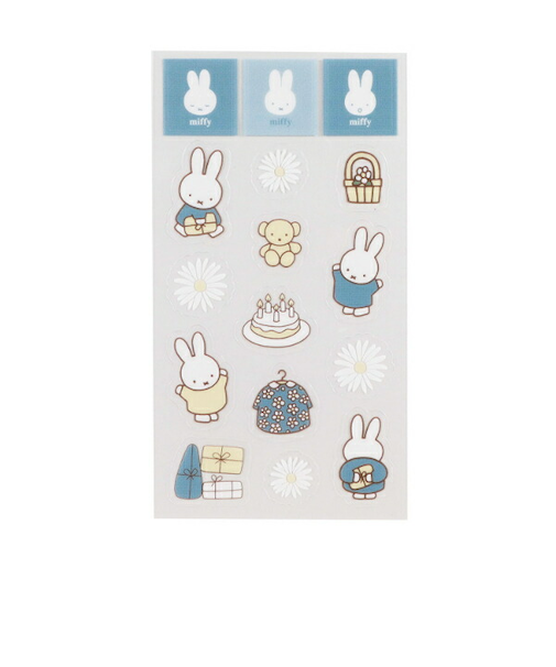 ミッフィー miffy シール ブルー フラワーシリーズ ステッカー 文具 日本製