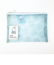 ミッフィー miffy フラットポーチ ブルー フラワーシリーズ