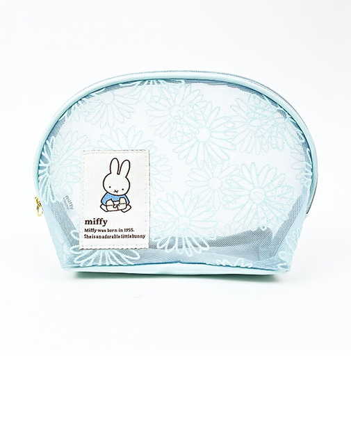 ミッフィー miffy シェル型ポーチ ブルー フラワーシリーズ