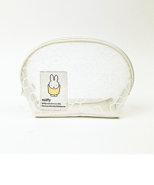 ミッフィー miffy シェル型ポーチ ホワイト フラワーシリーズ