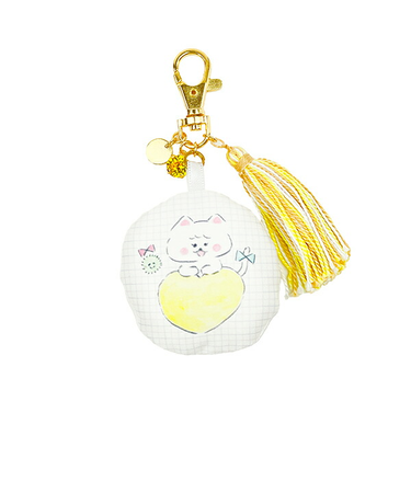 ほわころくらぶ ふわふわクッションとタッセルのバッグチャーム ハート しろころんちゃん グリーン