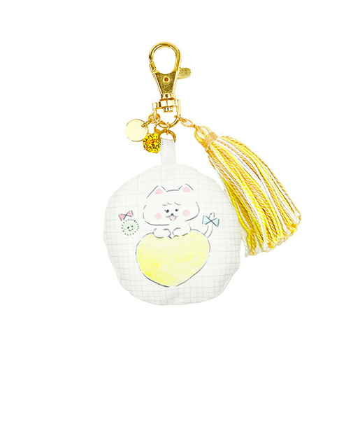 ほわころくらぶ ふわふわクッションとタッセルのバッグチャーム ハート しろころんちゃん グリーン
