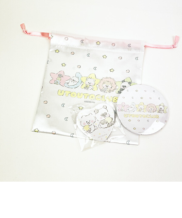 ほわころくらぶ おめかしセット 3点セット(巾着・ミラー・缶バッジ)