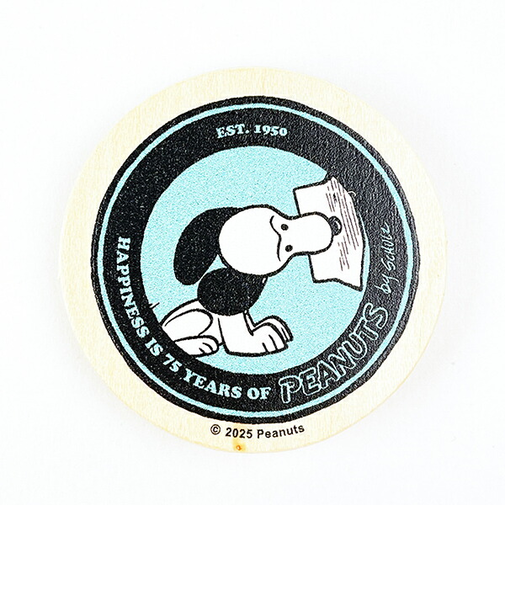 スヌーピー 丸型木のマグネット グリーン PEANUTS 75th SNOOPY 日本製