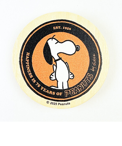 スヌーピー 丸型木のマグネット レッド PEANUTS 75th SNOOPY 日本製