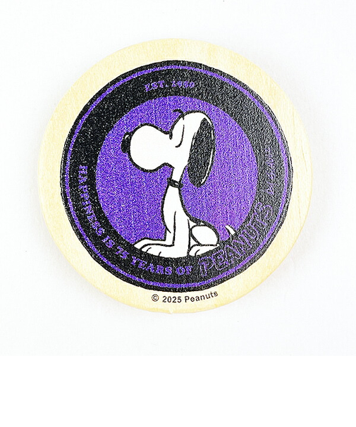 スヌーピー 丸型木のマグネット バイオレット PEANUTS 75th SNOOPY 日本製