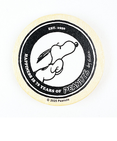 スヌーピー 丸型木のマグネット ホワイト PEANUTS 75th SNOOPY 日本製