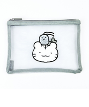 ホワイトタイガーとブラックタイガー サガラ刺繍メッシュポーチ ブラック