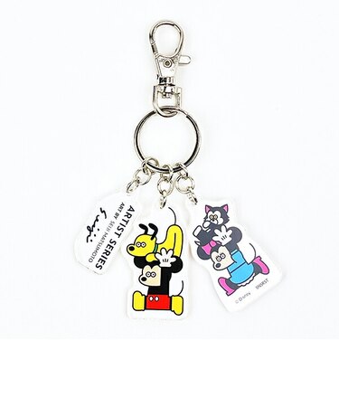 ディズニー 3連アクリルキーホルダー ミッキーフレンズ A レッド Disney