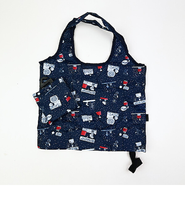 スヌーピー ナイト＆スリーブネイビー 折りたたみコンビニバッグ SNOOPY