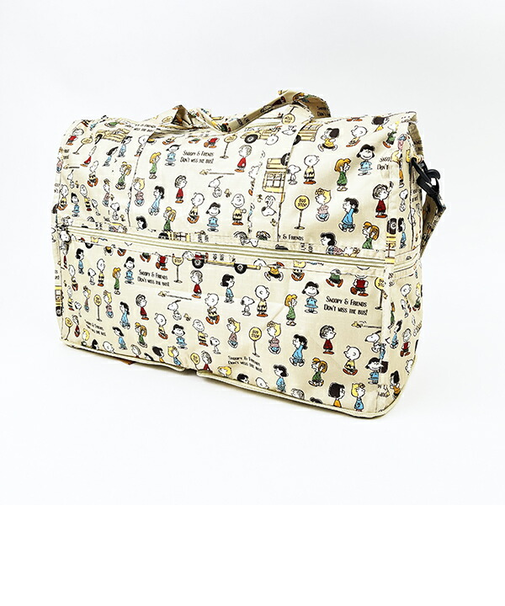 スヌーピー バスストップブラウン 折りたたみボストンバッグ(M) トラベル SNOOPY