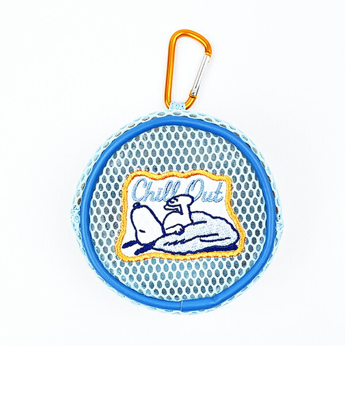 スヌーピー ラウンドメッシュケース Chill out ポーチ 小物入れ ブルー SNOOPY