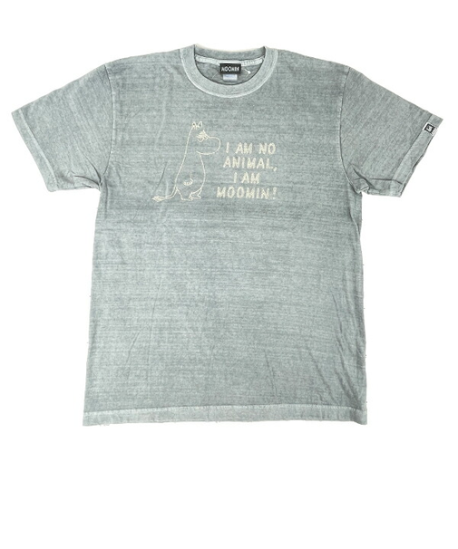 ムーミン ピグメント刺繍Tシャツ(L) グレー アパレル MOOMIN