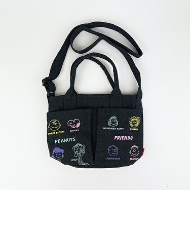 スヌーピー バケツ型2WAYミニトートバッグ ダークグレー ショルダーバッグ ROOTOTE ルートート コラボ SNOOPY