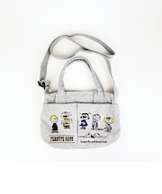 スヌーピー バケツ型2WAYミニトートバッグ ライトグレー ショルダーバッグ ROOTOTE ルートート コラボ SNOOPY