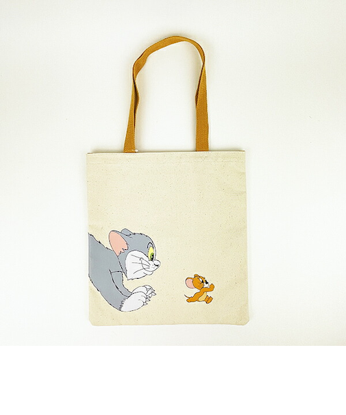 トムとジェリー レトロアート キャンバストートバッグ オレンジ トムジェリ