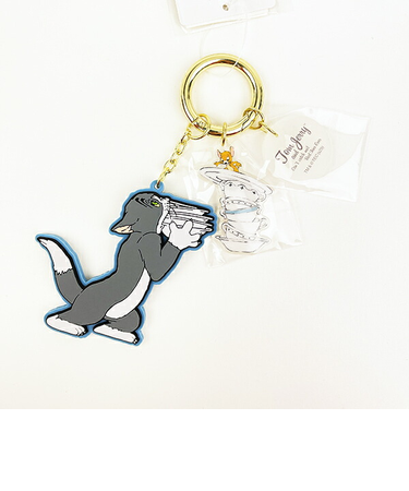 トムとジェリー レトロアート ラバーチャーム ブルー キーホルダー トムジェリ