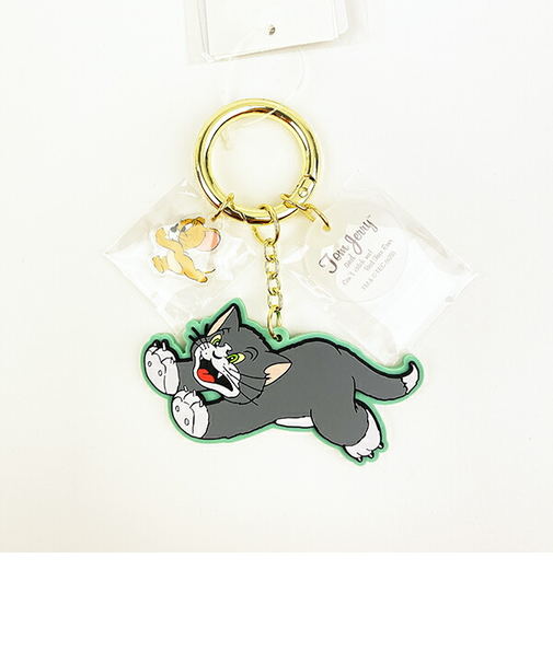 トムとジェリー レトロアート ラバーチャーム グリーン キーホルダー トムジェリ
