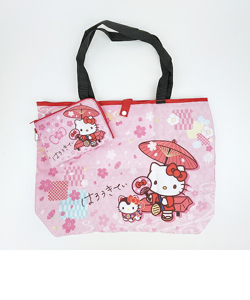 サンリオ ハローキティ 折りたたみエコバッグ 和雑貨シリーズ ピンク Sanrio