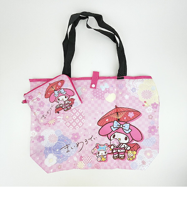サンリオ マイメロディ 折りたたみエコバッグ 和雑貨シリーズ ピンク Sanrio
