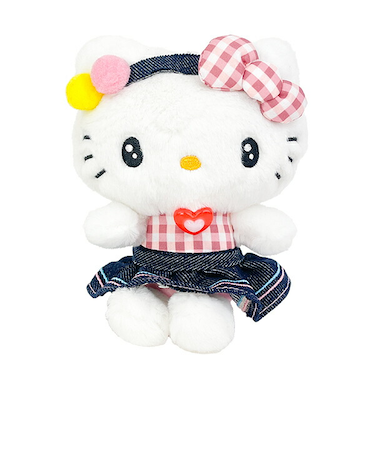 サンリオ ハローキティ ギンガムデニム マスコット ぬいぐるみ Sanrio