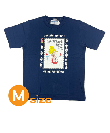 水森亜土 キャプテンサンタ コラボ Tシャツ (M)  ネイビー アパレル