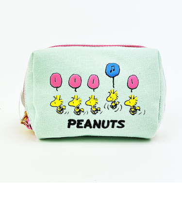 スヌーピー ウッドストック パフプリントミニポーチ ミントグリーン SNOOPY