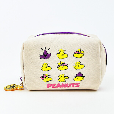 スヌーピー ウッドストック パフプリントミニポーチ アイボリー SNOOPY