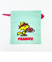 スヌーピー ウッドストック サガラ刺繍巾着 ミントグリーン SNOOPY