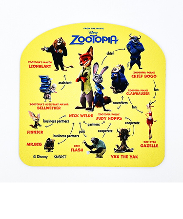 ディズニー ズートピア 相関図 マウスパッド イエロー Disney