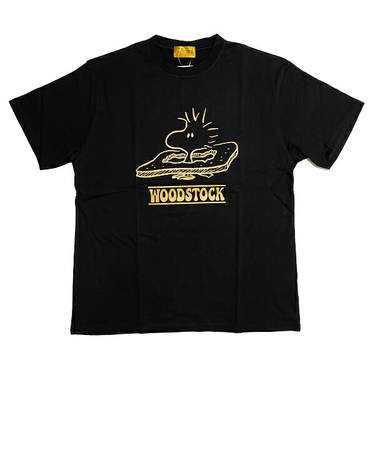 スヌーピー ウッドストック Tシャツ(M) ブラック アパレル 日本製 SNOOPY