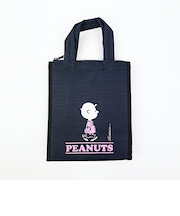スヌーピー チャーリーブラウン スクエアランチバッグ(M) ブラック SNOOPY