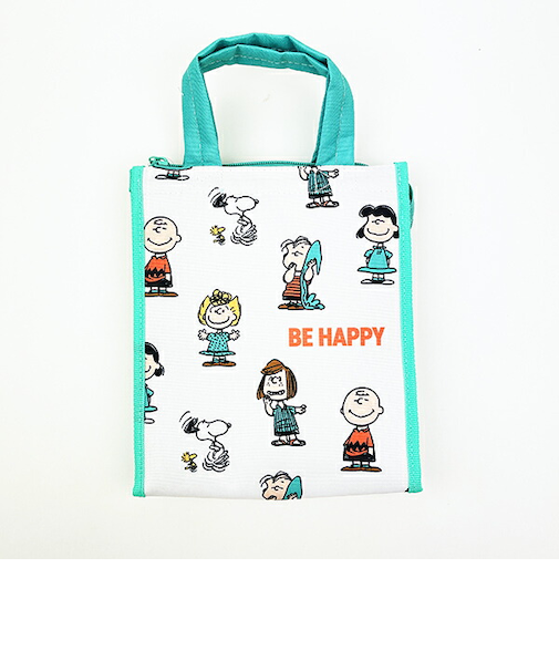 スヌーピー スクエアランチバッグ(M) BE HAPPY アイボリー SNOOPY