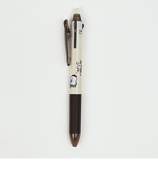 お文具といっしょ フリクションボール3スリム 三色ボールペン ブラウン 文具 日本製