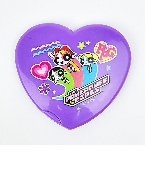 パワーパフガールズ ハート型コームミラー ステッカー パープル 日本製