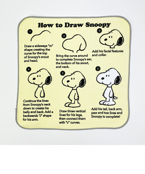 スヌーピー ドローイング柄 ミニタオル イエロー 西川 SNOOPY